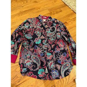 CHICOS CHICO'S WOMENS PAISLEY MULTI COLOR SHIRT BUTTON DOWN SIZE 0 US 4